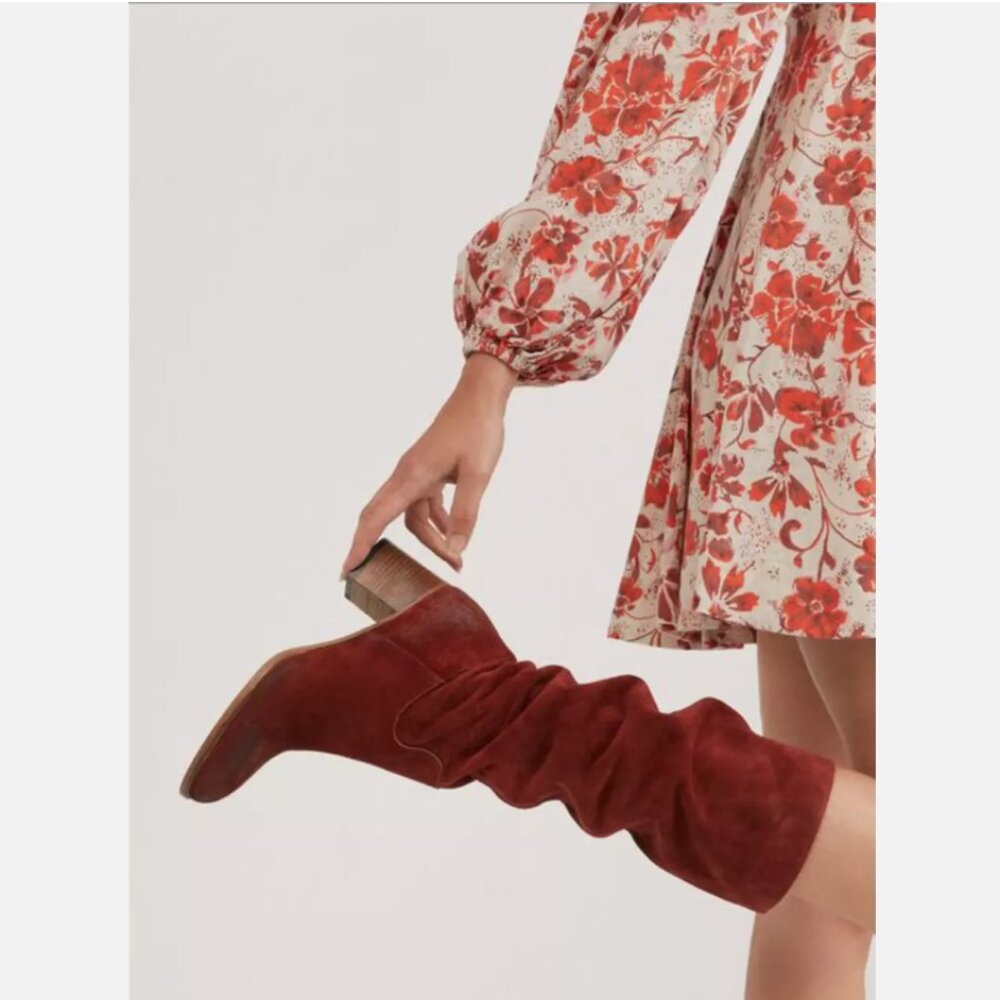 New Free People Cleo Slouch Boots Size 7 MSRP: $228 Suede - Picture 1 of 3